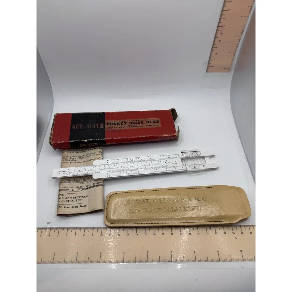 Original Vintage‎ POCKET Slide Rule: ACU-MATH 1240 In Box w/ Instructions 1970s